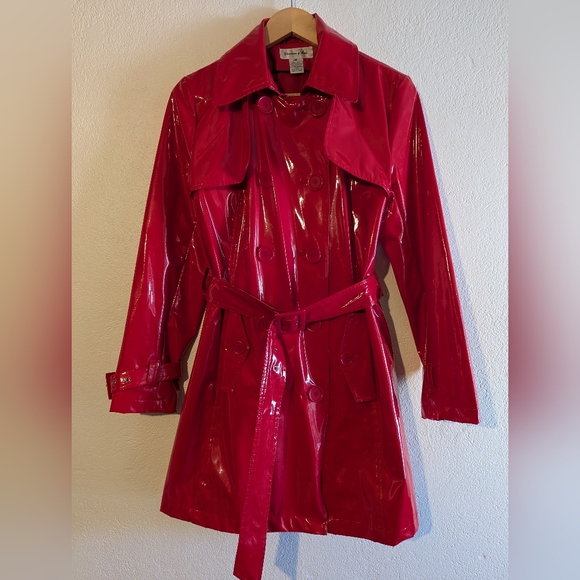 Vintage Red Trench Coat - Picture 2 of 16